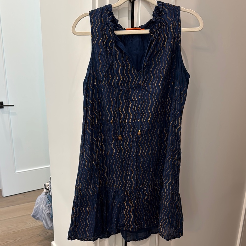 Oliphant Blue V-Neck Sheath Mini Dress